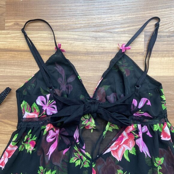 Betsey Johnson Intimates Floral Sheer Nightie Lingerie Dress and Thong Panty Set - Picture 14 of 16